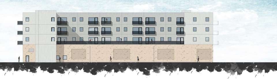 Indeniør'ne A/S har slået stregerne til de nye boliger - Facade vest