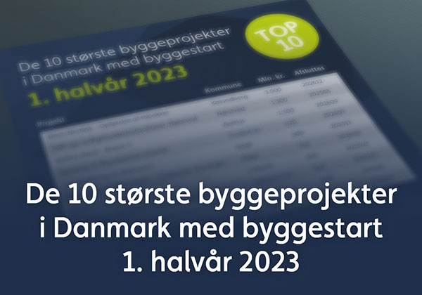 De 10 største byggeprojekter i Danmark med byggestart 1. halvår 2023
